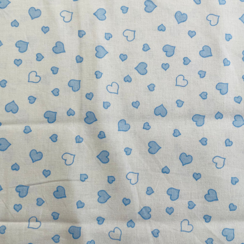 Blue Hearts Organic Cotton Fabric | Width - 160cm/63inch