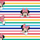 Minnie Mouse Rainbow Stripe Disney Cotton Fabric | Width - 150cm/59inch - Shop Fabrics, Cushions & Dressmaking Supplies online - Fabric Family