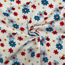 Ladybug & Flowers Polycotton Fabric | Width - 115cm/45inch - Shop Fabrics, Cushions & Dressmaking Supplies online - Fabric Family