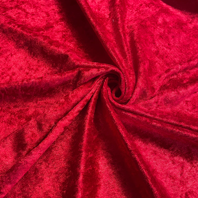 Red Crushed Velvet Fabric | Width - 148cm/58inch