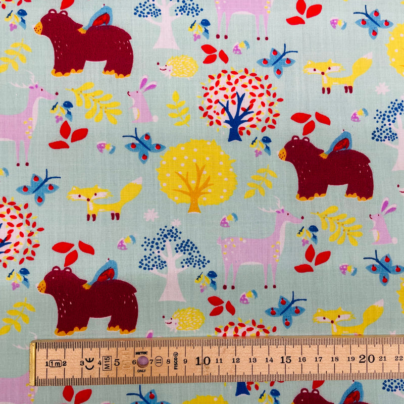 Forest Animals Polycotton Fabric | Width - 115cm/45inch - Shop Fabrics, Cushions & Dressmaking Supplies online - Fabric Family