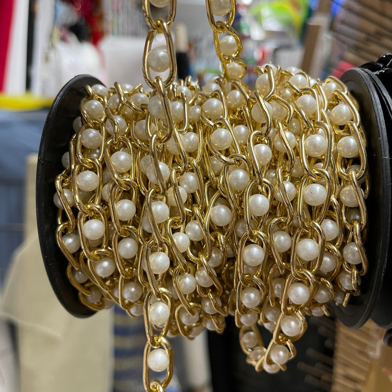 Gold Chain with Perls | Chain By Fabric Family - Shop Fabrics, Cushions & Dressmaking Supplies online - Fabric Family