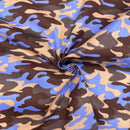 Blue Camouflage Polycotton Fabric | Width - 115cm/45inch - Shop Fabrics, Cushions & Dressmaking Supplies online - Fabric Family