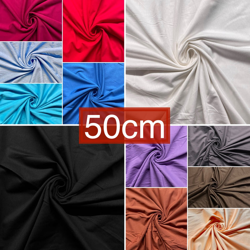 50cm of Cotton Jersey Fabrics | Plain