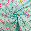 Unicorns Mint Polycotton Fabric | Width - 115cm/45inch - Shop Fabrics, Cushions & Dressmaking Supplies online - Fabric Family