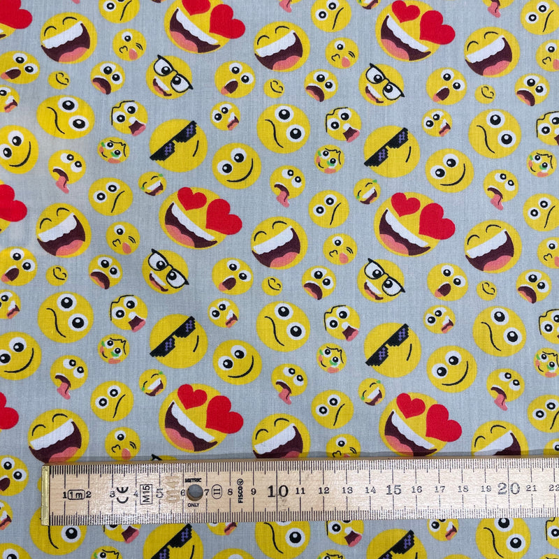 Emoji Polycotton Fabric | Width - 115cm/45inch - Shop Fabrics, Cushions & Dressmaking Supplies online - Fabric Family