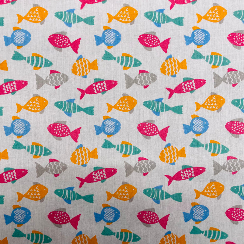 Fish Polycotton Fabric | Width - 115cm/45inch - Shop Fabrics, Cushions & Dressmaking Supplies online - Fabric Family