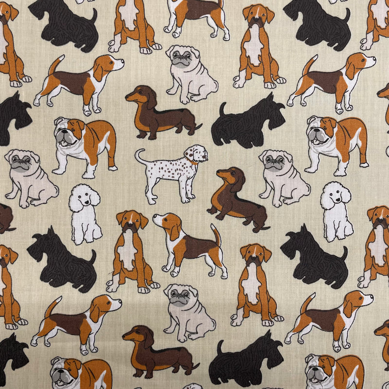 Dogs Polycotton Fabric | Width - 115cm/45inch - Shop Fabrics, Cushions & Dressmaking Supplies online - Fabric Family