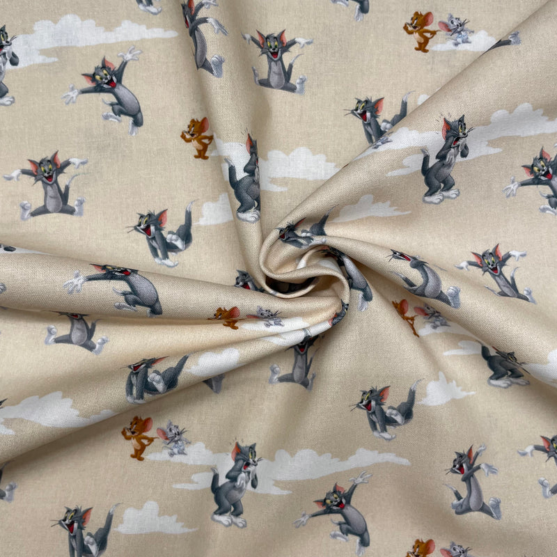 Tom & Jerry Cotton Fabric | Width - 140cm/55inch - Shop Fabrics, Cushions & Dressmaking Supplies online - Fabric Family