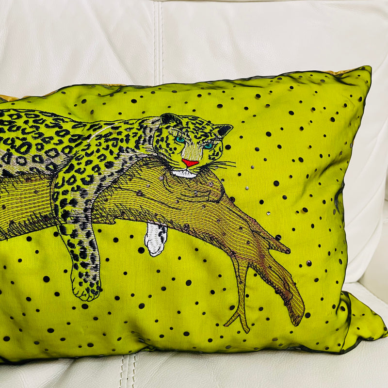 Leopard Cushion | Embroidery Cushion | Home Decor