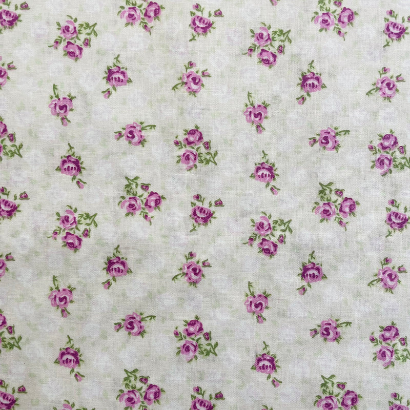 Lilac Roses Organic Cotton Fabric | Width - 160cm/63inch