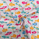 Fish Polycotton Fabric | Width - 115cm/45inch - Shop Fabrics, Cushions & Dressmaking Supplies online - Fabric Family