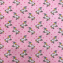 Unicorns Pink Polycotton Fabric | Width - 115cm/45inch - Shop Fabrics, Cushions & Dressmaking Supplies online - Fabric Family