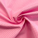 Pink Polka Dots Organic Cotton Fabric | Width - 160cm/63inch