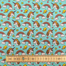 Unicorns & Rainbows Polycotton Fabric | Width - 115cm/45inch - Shop Fabrics, Cushions & Dressmaking Supplies online - Fabric Family