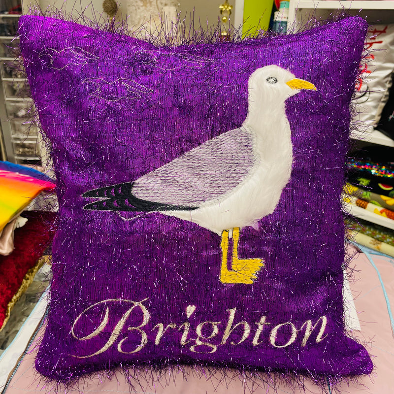 Seagull Brighton Cushion | Embroidery Cushion - Shop Fabrics, Cushions & Dressmaking Supplies online - Fabric Family