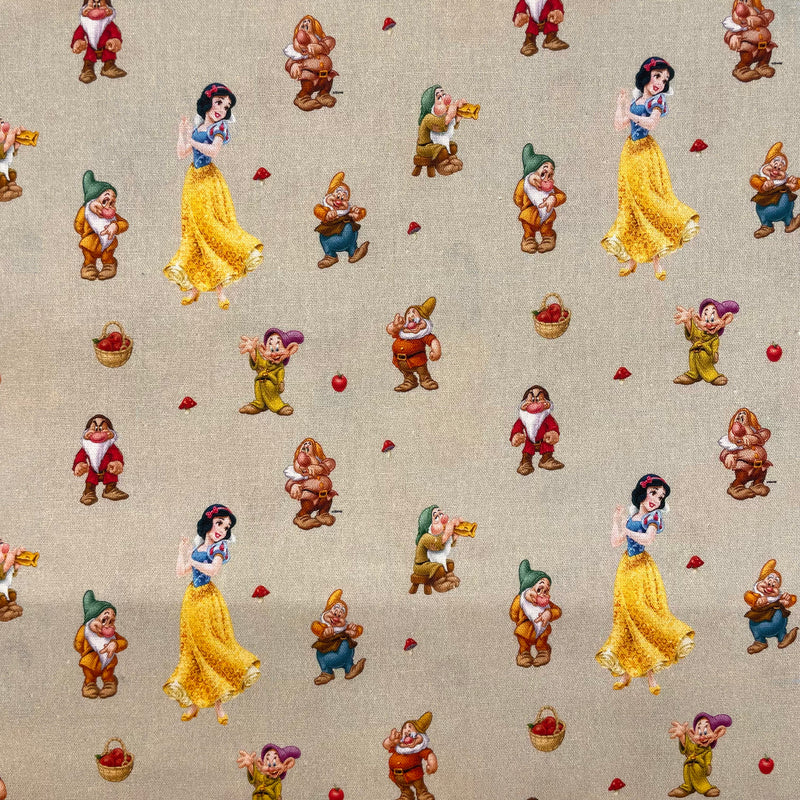 Snow White & 7 Dwarfs Disney Cotton Fabric | Width - 140cm/55inch - Shop Fabrics, Cushions & Dressmaking Supplies online - Fabric Family