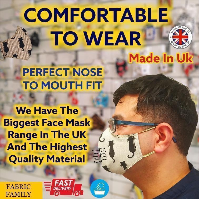 Pirates Print Face Mask | 3 Layers With Filter | 100% Cotton | Perfect Nose To Mouth Fit | Reusable - Shop Fabrics, Cushions & Dressmaking Supplies online - Fabric Family