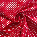 Red Polka Dots Organic Cotton Fabric | Width - 160cm/63inch