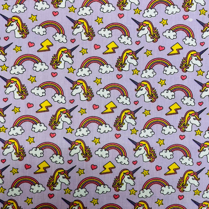 Unicorns & Rainbows Polycotton Fabric | Width - 115cm/45inch - Shop Fabrics, Cushions & Dressmaking Supplies online - Fabric Family