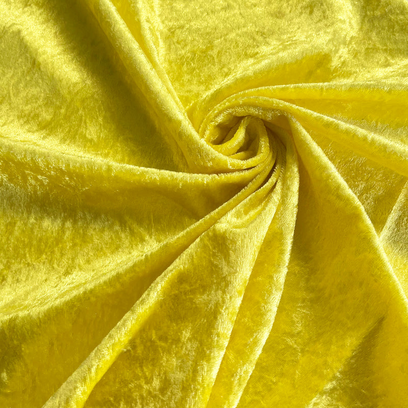 Yellow Crushed Velvet Fabric | Width - 148cm/58inch