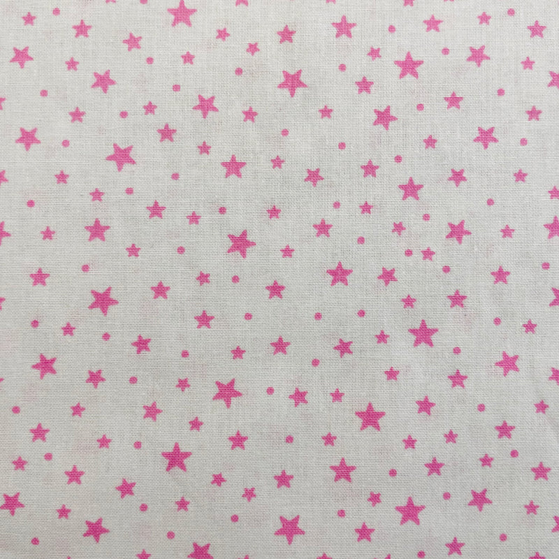 Pink Stars Organic Cotton Fabric | Width - 160cm/63inch