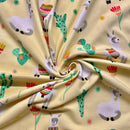 Llama & Cactus Cotton Jersey Fabric | Width - 148cm/58inch