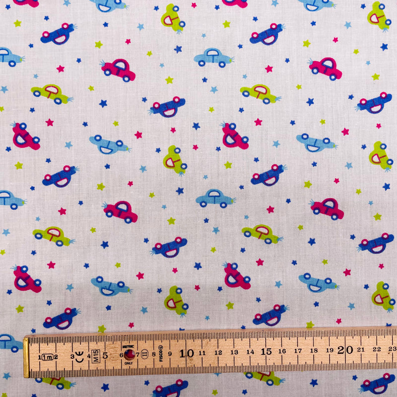 Cars Polycotton Fabric | Width - 115cm/45inch - Shop Fabrics, Cushions & Dressmaking Supplies online - Fabric Family