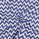 Blue Chevron Polycotton Fabric | Width - 115cm/45inch - Shop Fabrics, Cushions & Dressmaking Supplies online - Fabric Family