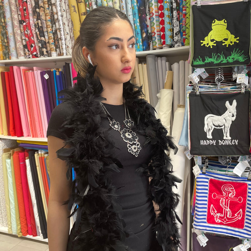 Black Feather Boa | Marabou - Shop Fabrics, Cushions & Dressmaking Supplies online - Fabric Family