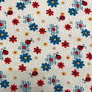 Ladybug & Flowers Polycotton Fabric | Width - 115cm/45inch - Shop Fabrics, Cushions & Dressmaking Supplies online - Fabric Family