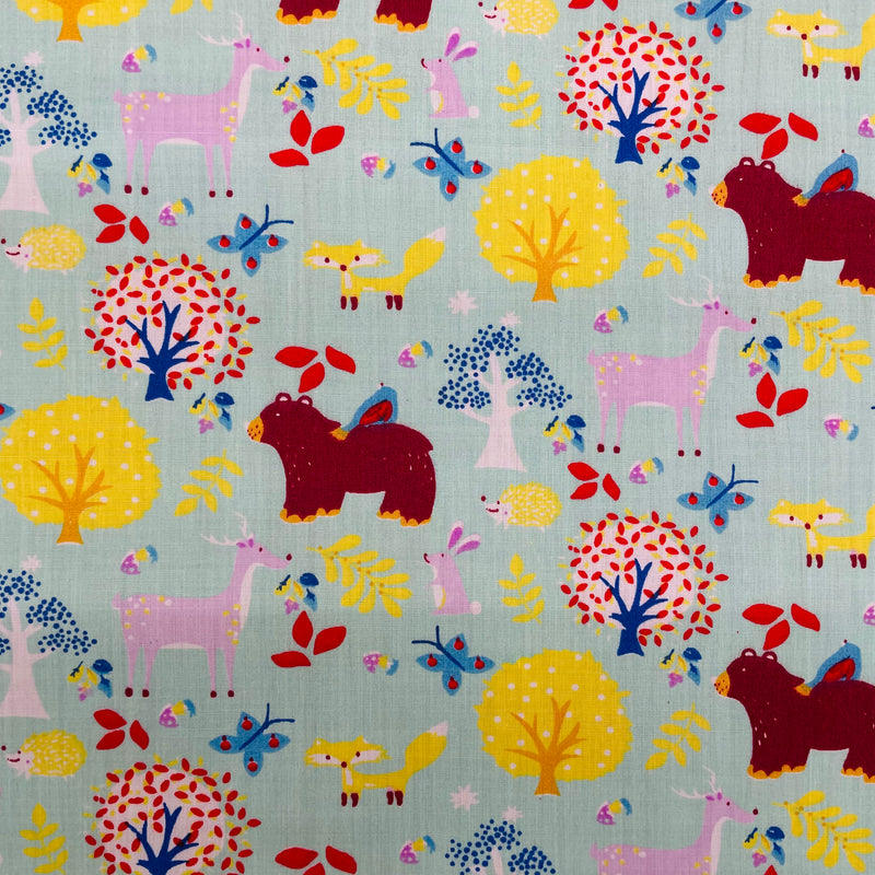 Forest Animals Polycotton Fabric | Width - 115cm/45inch - Shop Fabrics, Cushions & Dressmaking Supplies online - Fabric Family