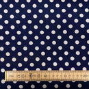 Spots Navy Blue Polycotton Fabric | Width - 115cm/45inch - Shop Fabrics, Cushions & Dressmaking Supplies online - Fabric Family