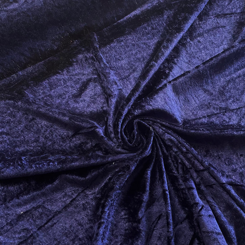 Navy Crushed Velvet Fabric | Width - 148cm/58inch