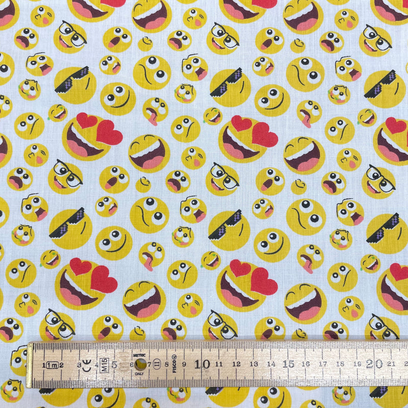 Emoji Polycotton Fabric | Width - 115cm/45inch - Shop Fabrics, Cushions & Dressmaking Supplies online - Fabric Family