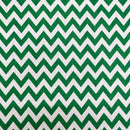 Green Chevron Polycotton Fabric | Width - 115cm/45inch - Shop Fabrics, Cushions & Dressmaking Supplies online - Fabric Family