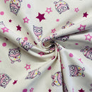 Owls Organic Cotton Fabric | Width - 160cm/63inch