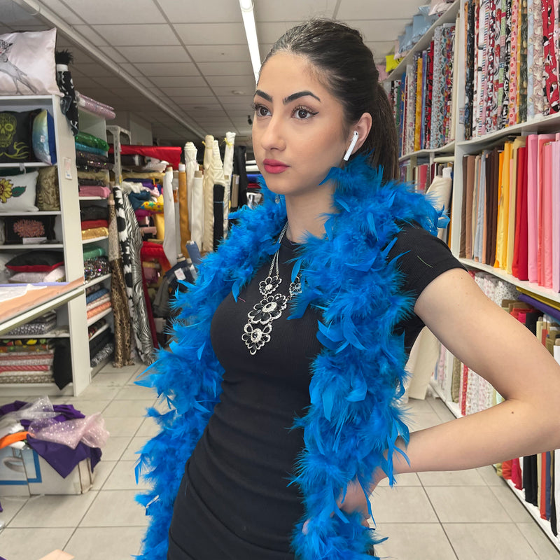 Blue Feather Boa | Marabou - Shop Fabrics, Cushions & Dressmaking Supplies online - Fabric Family