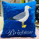 Seagull Brighton Cushion | Embroidery Cushion | Velvet Back - Shop Fabrics, Cushions & Dressmaking Supplies online - Fabric Family