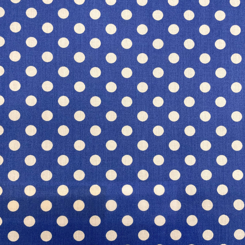 Spots Blue Polycotton Fabric | Width - 115cm/45inch - Shop Fabrics, Cushions & Dressmaking Supplies online - Fabric Family