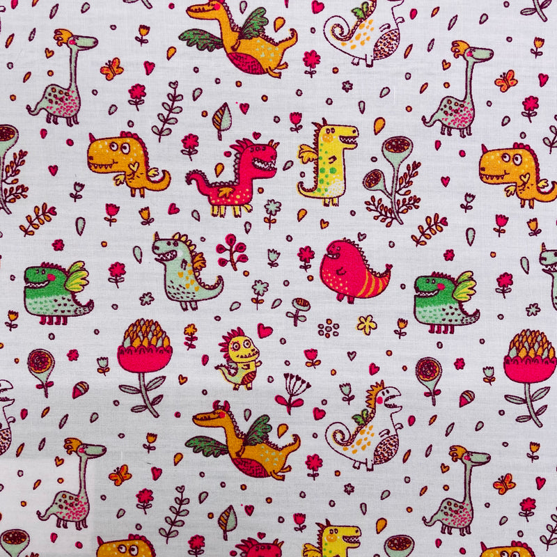 Dinosaurs Polycotton Fabric | Width - 115cm/45inch - Shop Fabrics, Cushions & Dressmaking Supplies online - Fabric Family