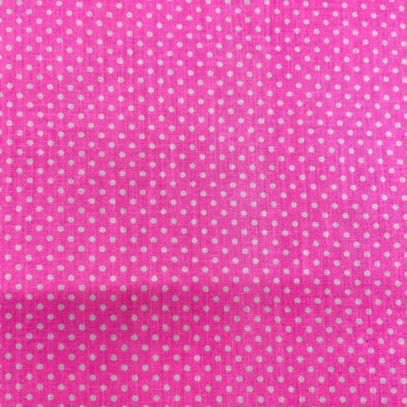 Pin Spots Pink Polycotton Fabric | Width - 115cm/45inch - Shop Fabrics, Cushions & Dressmaking Supplies online - Fabric Family