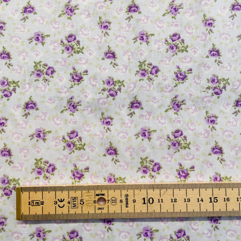 Purple Roses Organic Cotton Fabric | Width - 160cm/63inch