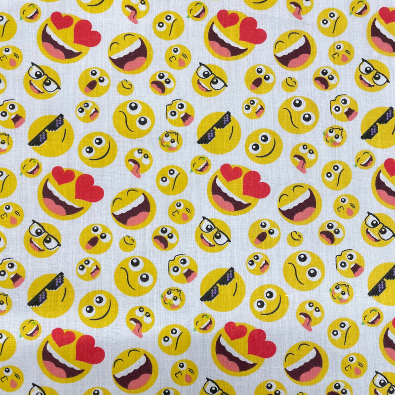 Emoji Polycotton Fabric | Width - 115cm/45inch - Shop Fabrics, Cushions & Dressmaking Supplies online - Fabric Family