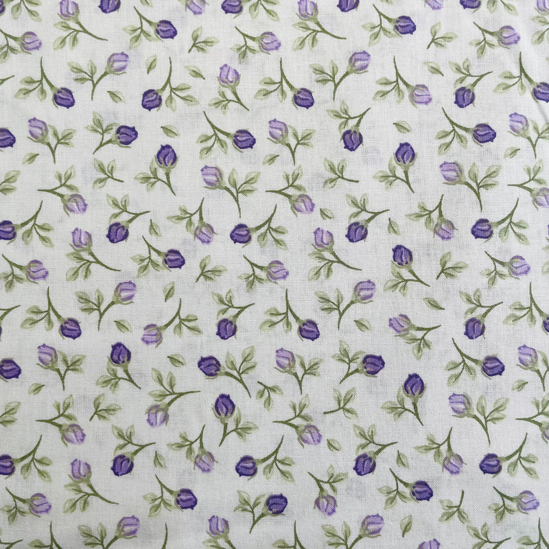 Purple Roses Organic Cotton Fabric | Width - 160cm/63inch