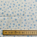 Blue Hearts Organic Cotton Fabric | Width - 160cm/63inch