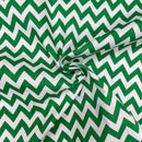 Green Chevron Polycotton Fabric | Width - 115cm/45inch - Shop Fabrics, Cushions & Dressmaking Supplies online - Fabric Family