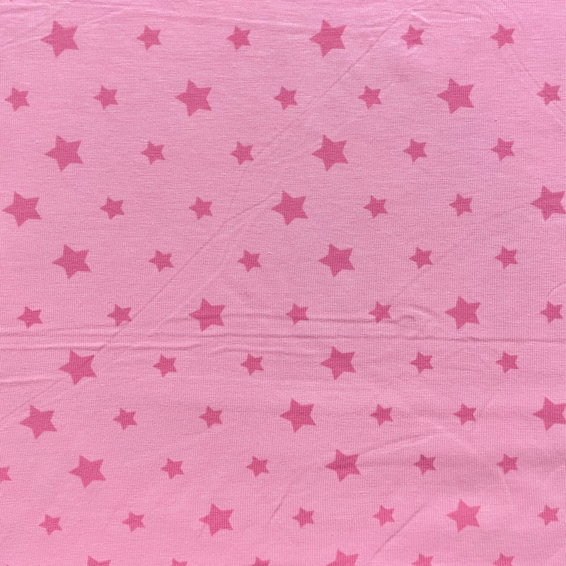 Pink Stars Cotton Jersey Fabric | Width - 148cm/58inch