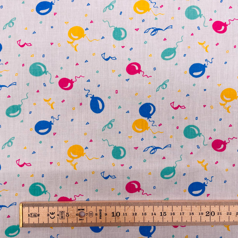 Balloons Party Polycotton Fabric | Width - 115cm/45inch - Shop Fabrics, Cushions & Dressmaking Supplies online - Fabric Family